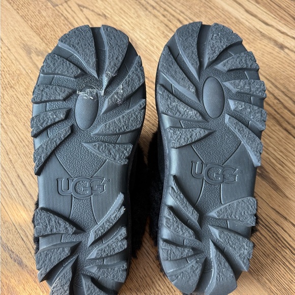 UGG Black Suede Shearling Slippers - Picture 5 of 7